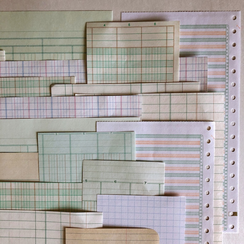 50 piece vintage ledger paper scrap pack image 2