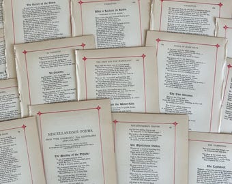 Antique Poetry Book Pages: 1862 Ephemera for Collage