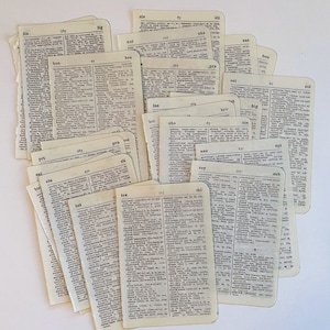 1952 mini pages de dictionnaire français anglais, 25 pages de dictionnaire vintage pour l'artisanat du papier