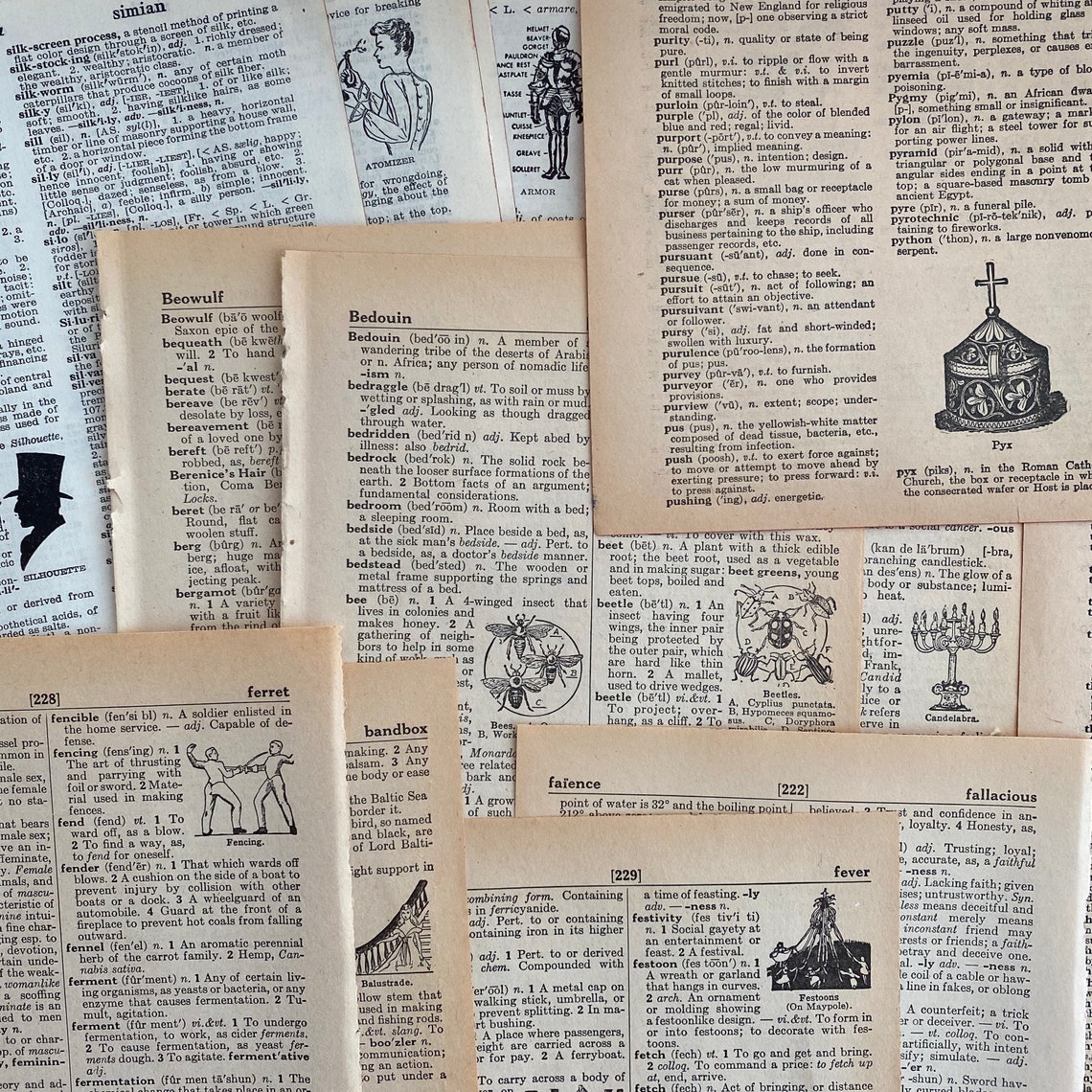 Antique Illustrated Dictionary Pages Antique Pages for Paper - Etsy
