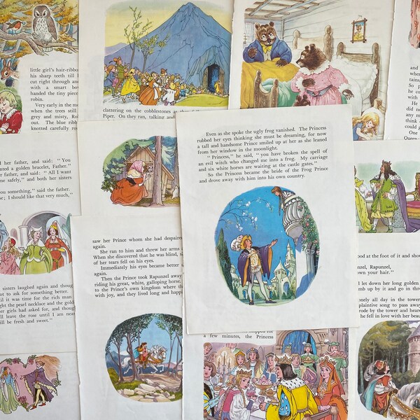 vintage fairy tale illustrations, vintage fairy tale gallery wall art, vintage childrens art