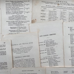 Pages de livres anciens de l'Annuaire législatif de 1880, objets éphémères originaux de l'époque victorienne