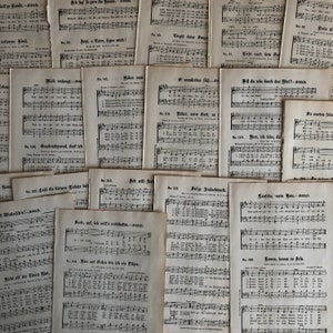 1897 antieke Duitse hymnal-bladmuziek voor papierknutselen, junk-tijdschriften en collage