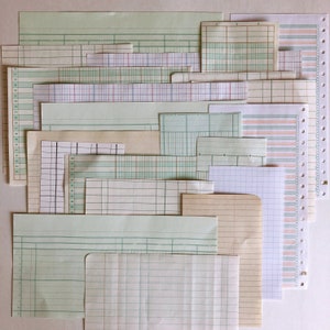 50 piece vintage ledger paper scrap pack image 1