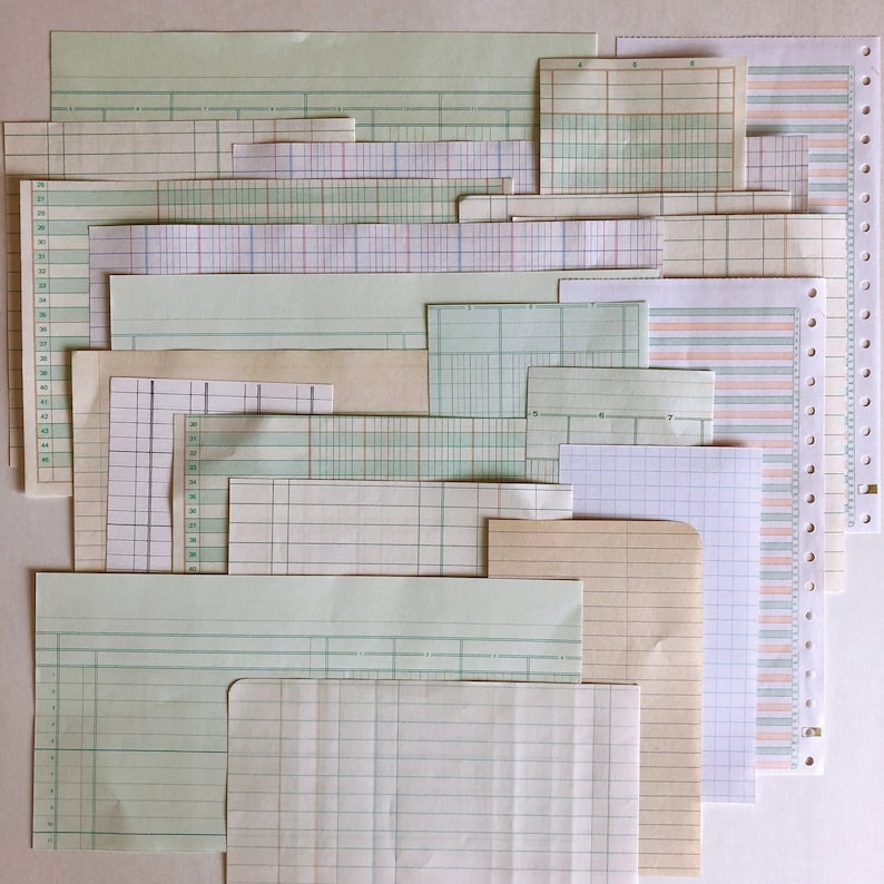 50 piece vintage ledger paper scrap pack image 1