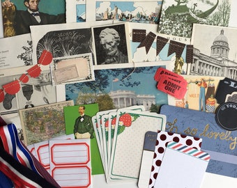 Americana inspiration kit, American themed ephemera pack, vintage Americana, America ephemera