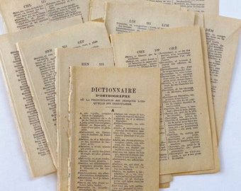 1900 mini French dictionary pages, printed in Belgium