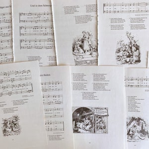illustrated vintage German folk song sheet music for paper crafting, junk journals, smash books, scrapbooking and collage, printed in Zurich