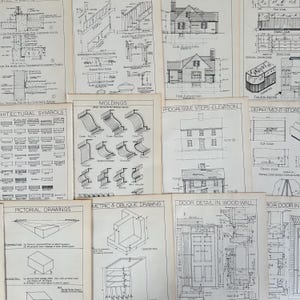 Dibujos arquitectónicos de 1949 para la industria de la construcción.