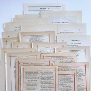 25 pagine di poesie antiche miste per diario spazzatura, collage e lavori di carta, confezione di carta accademica leggera