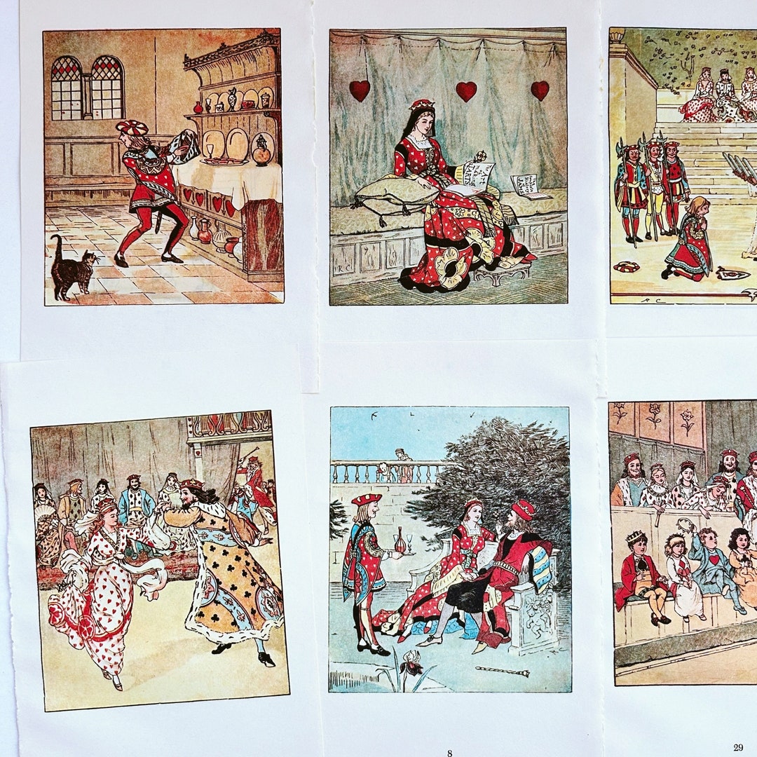 Vintage Queen of Hearts Nursery Rhyme Illustrations - Etsy
