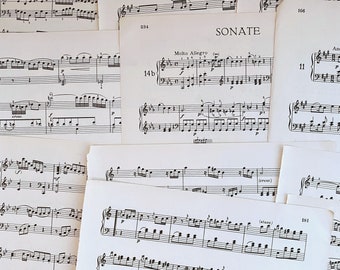antieke Mozart-bladmuziek voor papierknutselen, junk journals, smashbooks, scrapbooking en collage