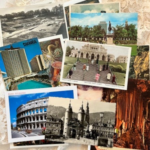 vintage postcards, vintage mixed postcards ephemera, travel ephemera