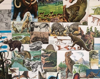dinosaur ephemera pack for junk journals, vintage mixed media, smash books, art journals, collage and altered dinosaur themed