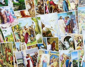 1956 vintage Bible story illustrations, vintage Bible gallery wall art, vintage religious wall art prints