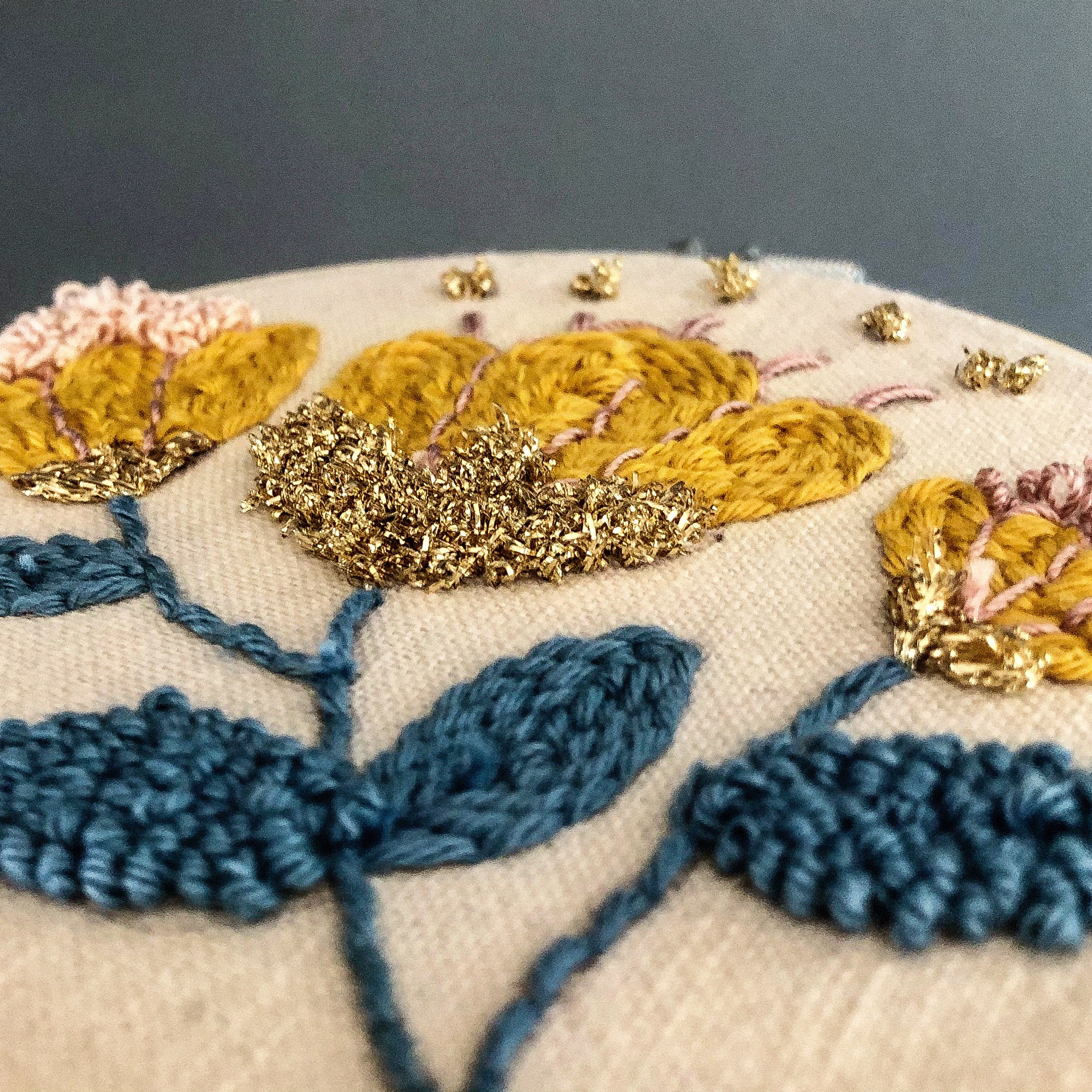 Beautiful Scandi Inspired Yellow and Blue Flower Embroidery | Etsy