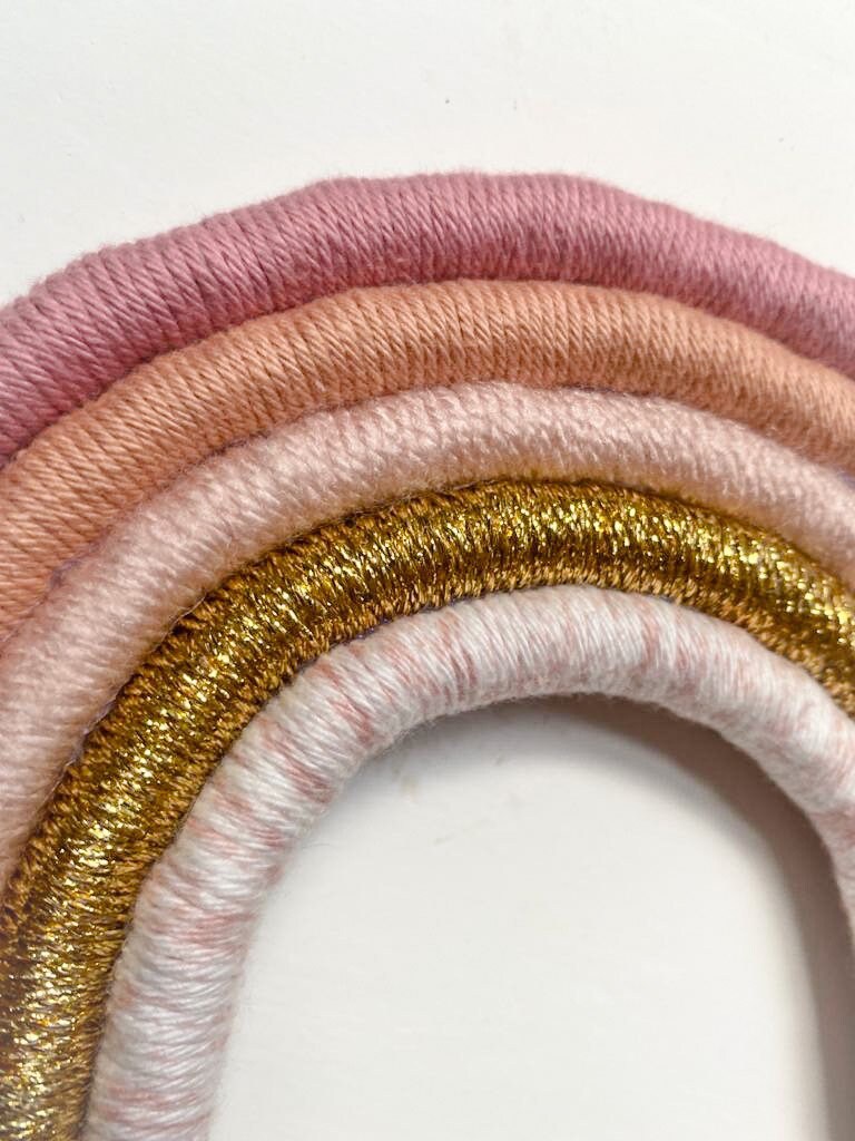 Macrame Rainbow Cake Topper in Blush Colours Etsy