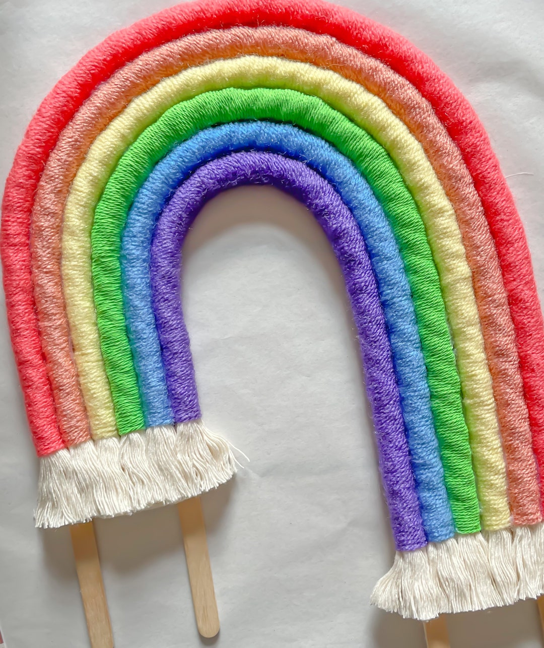 Bright Macrame Rainbow Cake Topper Can Be Made to Fit 1 or Etsy UK