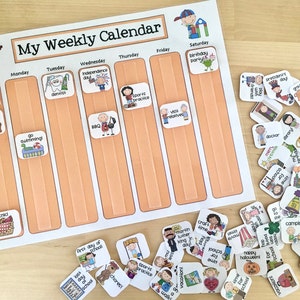 Kleine Kinder druckbarer Kalender und Kacheln, Zeitplan, Routine & Hausarbeit Diagramm, digitale Version, Sofortiger Download