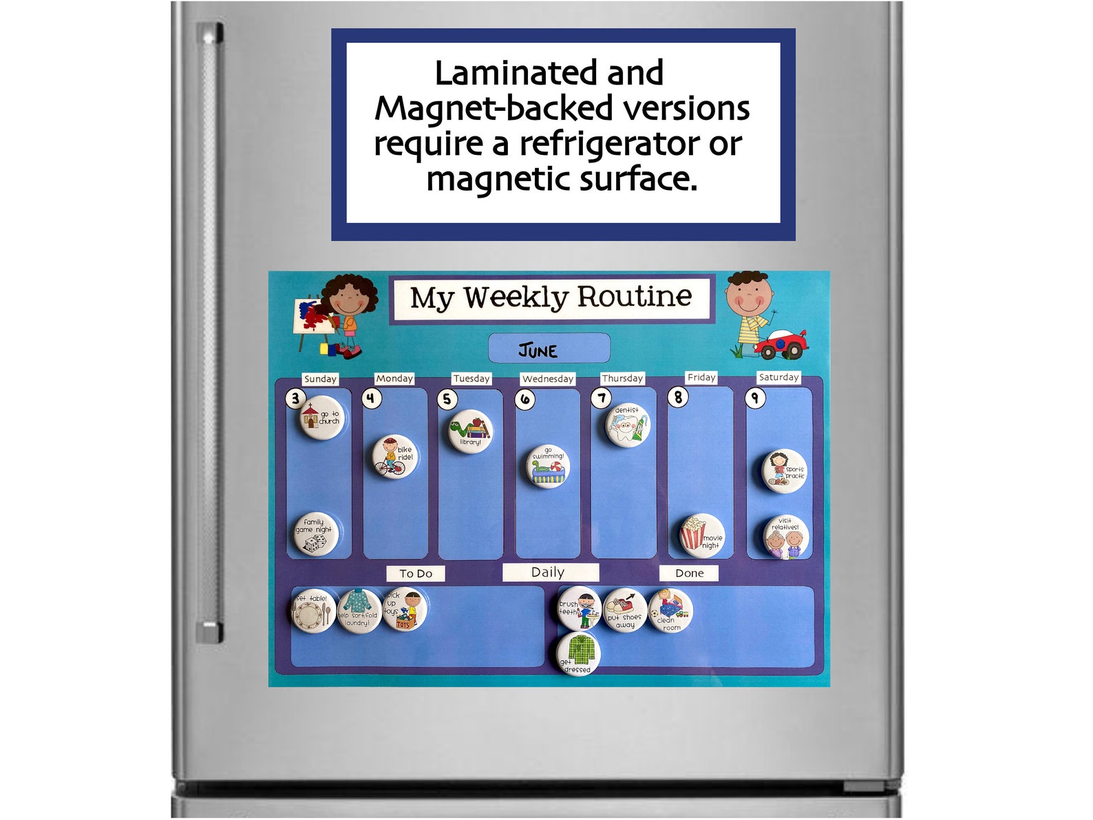 Weekly Routine Kids Magnet Calendar Schedule Activity & - Etsy