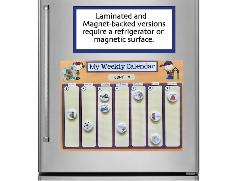 Weekly Kids Magnet Calendar Schedule Activity & Chore Chart - Etsy