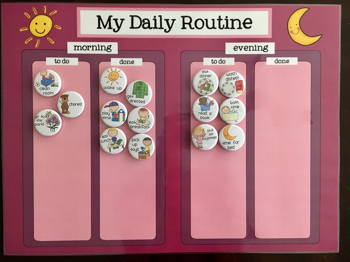 Kids Magnet Daily Routine Chore Board Task Chart Regular | Etsy