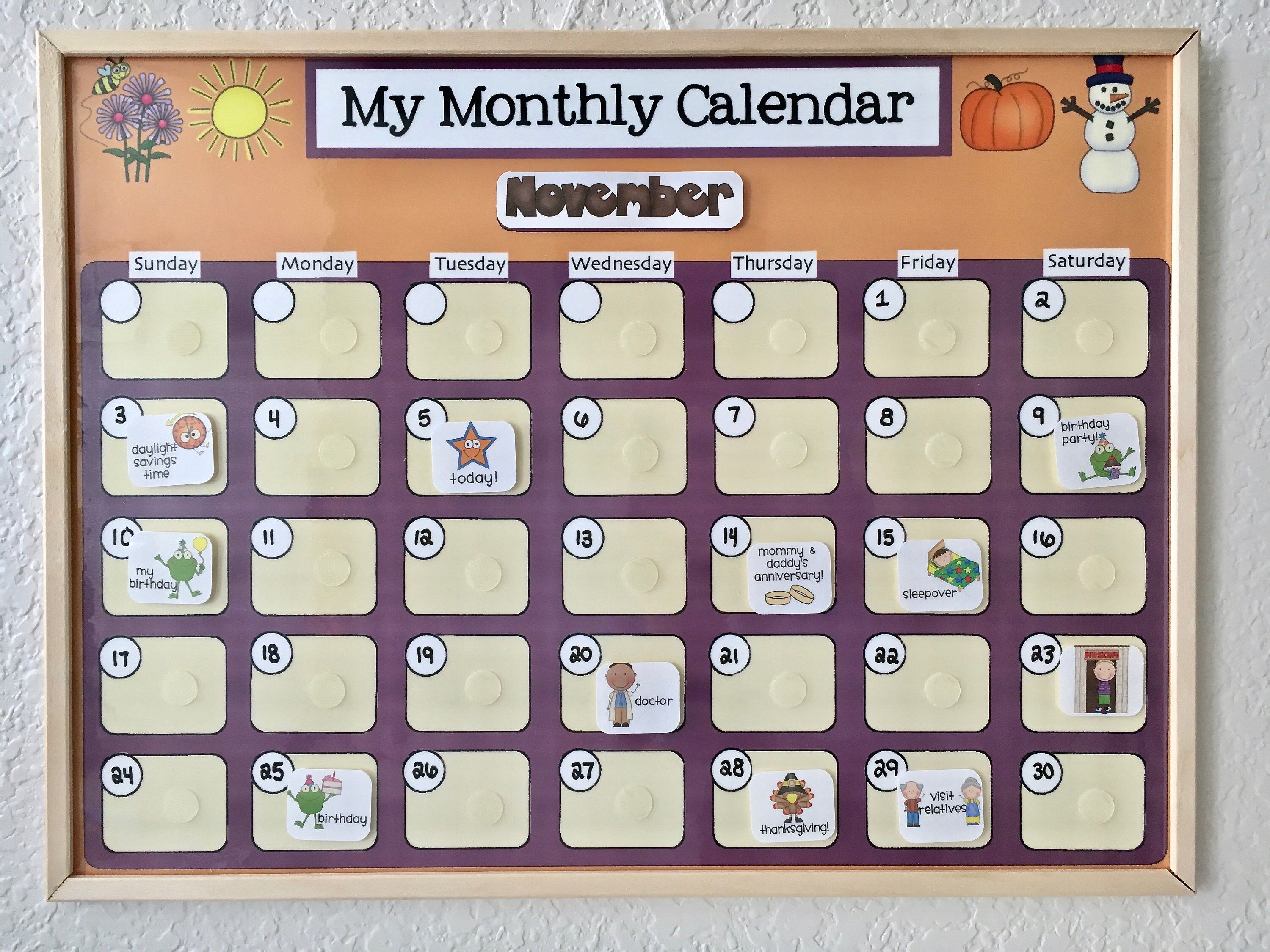 Monthly Kids Calendar Schedule Activity Chart Personalized | Etsy
