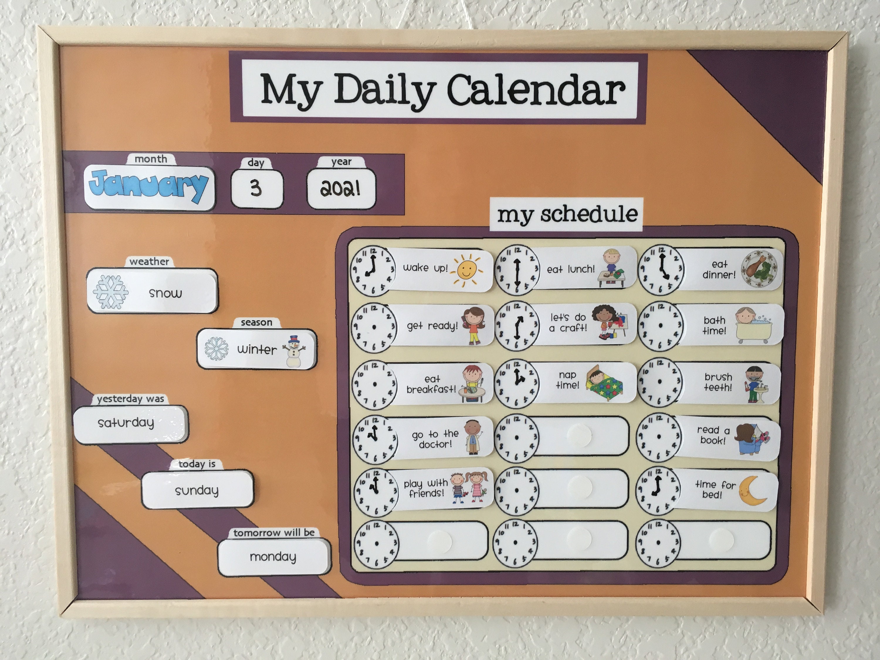 Daily Kids Calendar Schedule Activity & Chore Chart | Etsy
