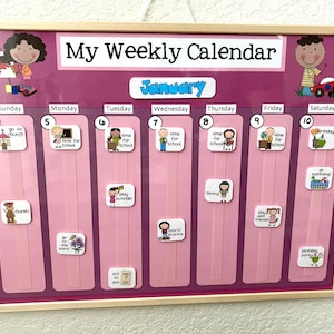 weekly kids calendar schedule activity chore chart etsy