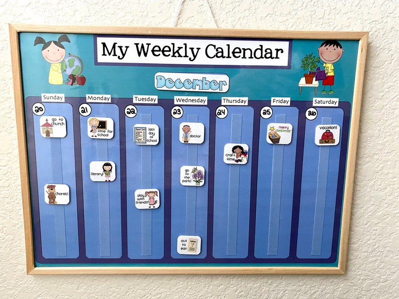 weekly kids calendar schedule activity chore chart etsy