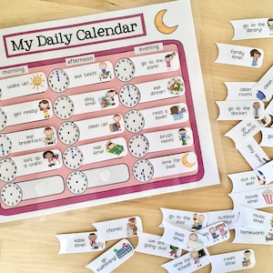 Kleine Kinder Täglicher Druckbarer Kalender und Kacheln, Zeitplan, Routine & Hausarbeit Diagramm, Digitale Version, Sofortiger Download