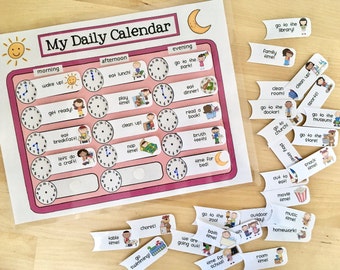 Small Kids Daily Printable Calendar and Tiles, Schedule, Routine & Chore Chart, Digital Version, Instant Download