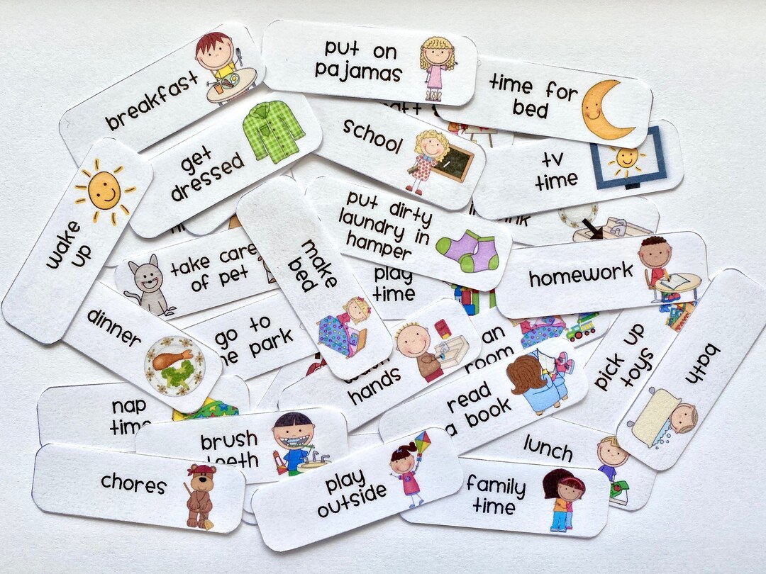 Printable Tiles for Daily Kids Routine Chart, Activity & Chore Chart ...