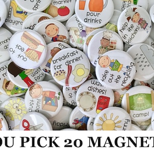 YOU PICK 20 Magnets Set (1.25&quot; or 2.25&quot;)-- Chore, Daily Activities, Reward, Routine, Birthday, Calendar, Holiday, Emotion, Weather...
