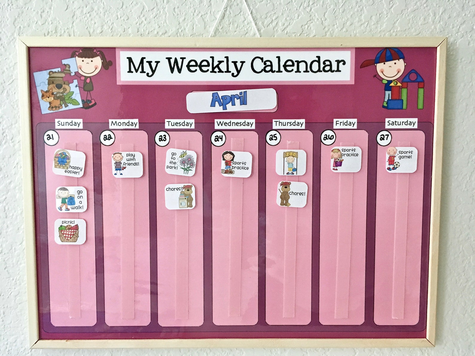 Weekly Kids Calendar Schedule Activity & Chore Chart Etsy