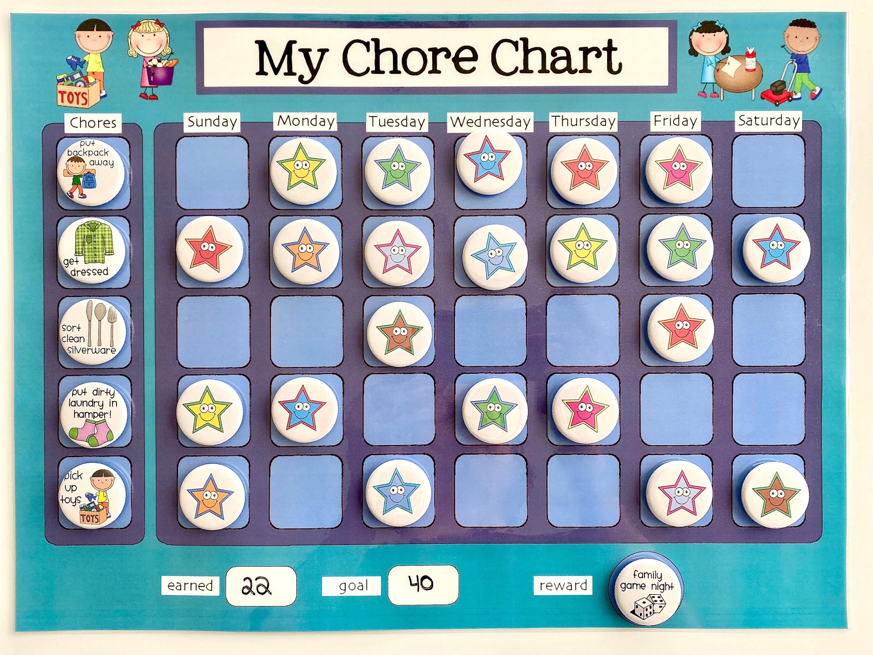 Kids Weekly Magnet Chore Chart Task Chart Daily/Weekly | Etsy