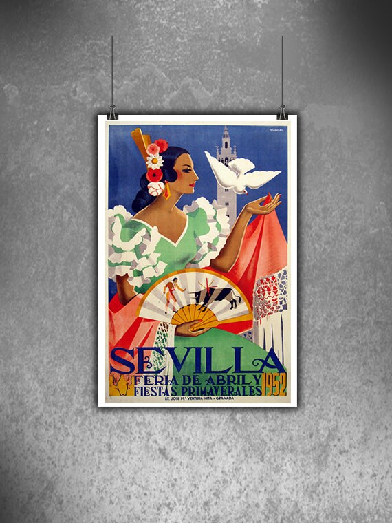 Sevilla feria de Sevilla 1952 Vintage Poster Vintage Art ...