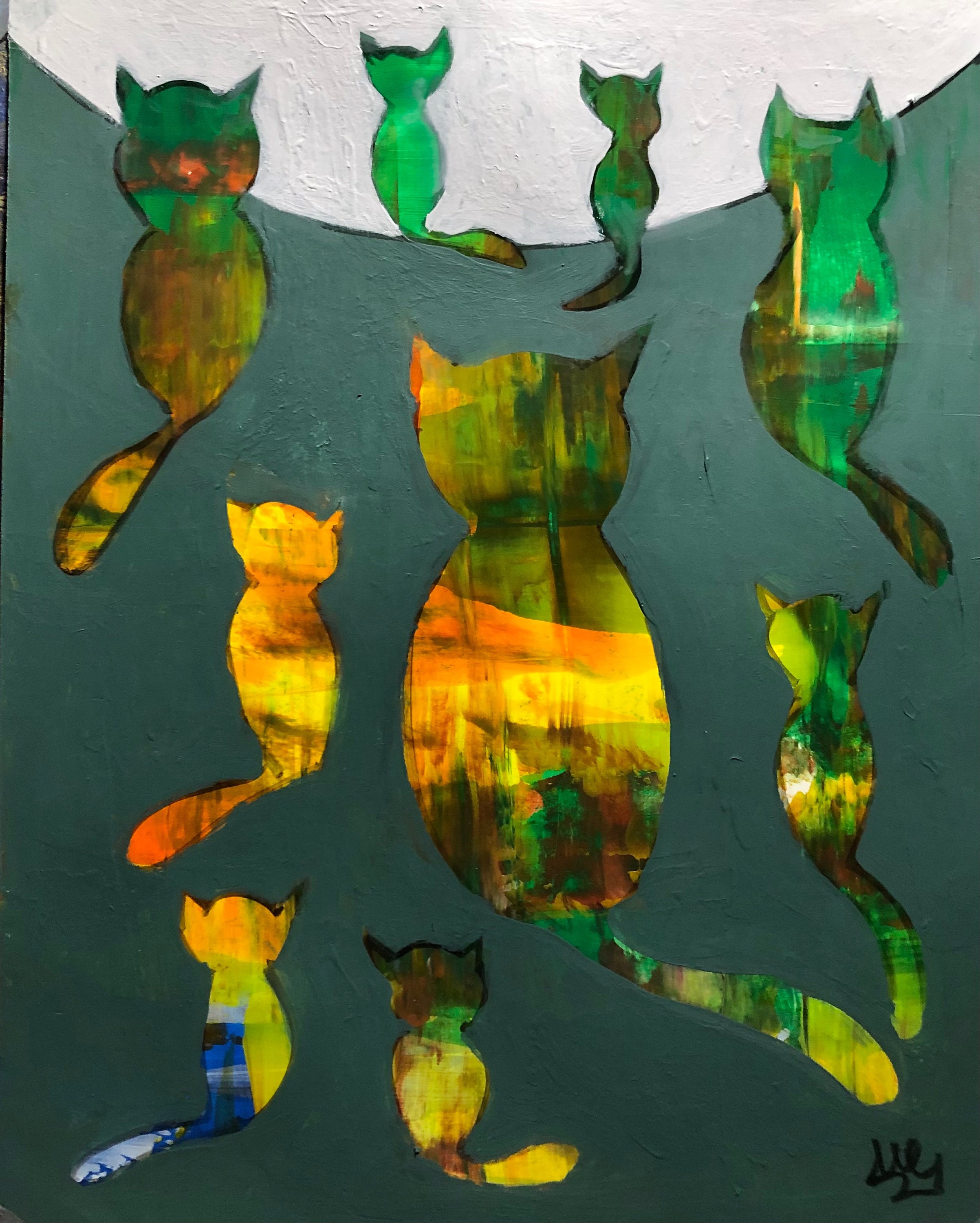 9 Katzen. Original Acryl-Malerei | Etsy