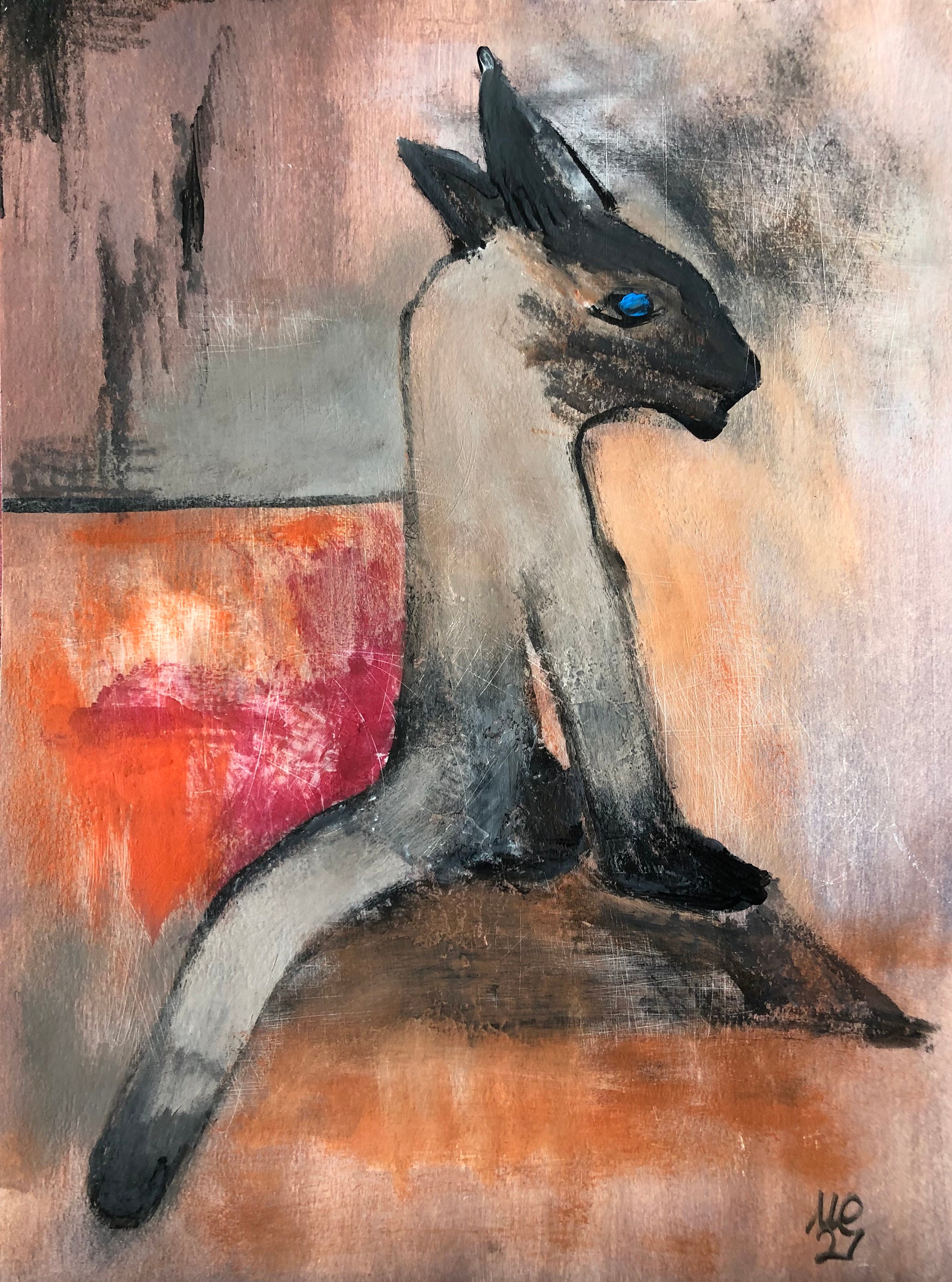 Siamese Cat. Contemporary Abstract Modern Original Painting Etsy