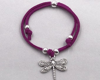 DRAGONFLY WITH RED CRYSTALS CLIP ON BRACELET CHARM  FREE GIFT BOX 