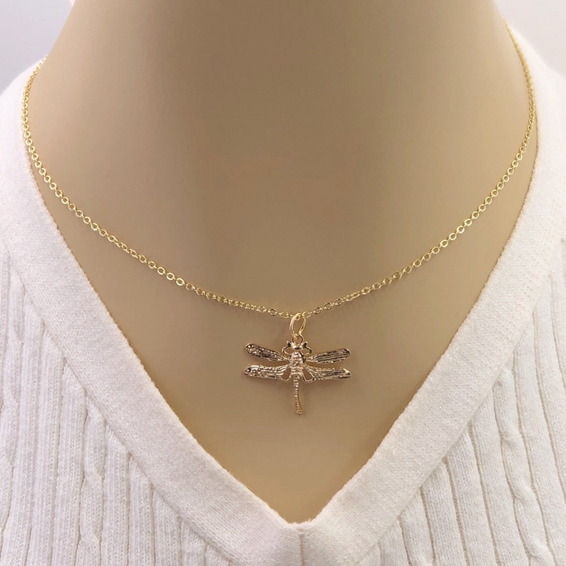 Comes With Your Choice of Sterling Silver or Gold Filled Chain 24k Gold or Silver Dragonfly Necklace Jewelry Gifts For Women and Girls
