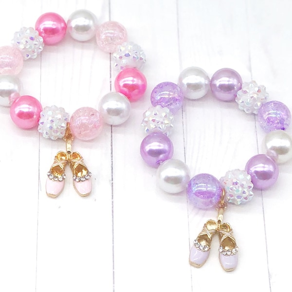 Little Girls Ballet Beaded Bracelet, Ballet Gifts, Toddler Jewelry.