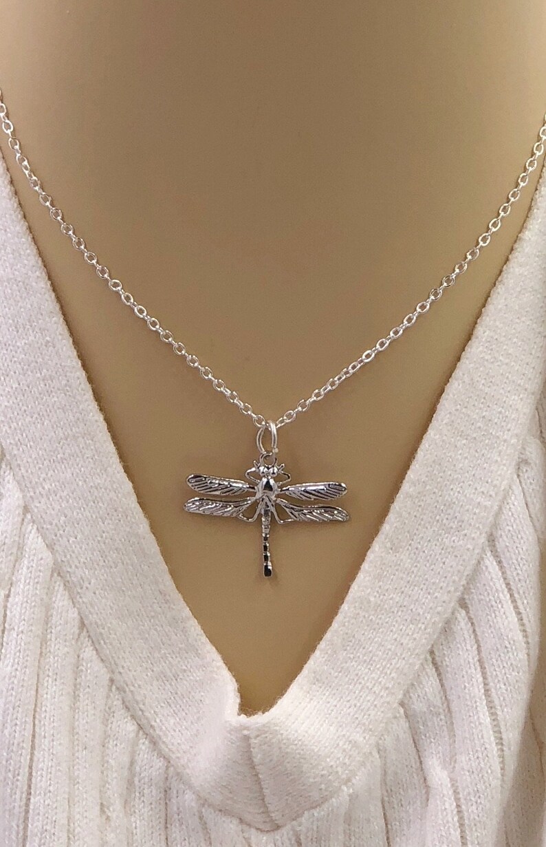 Comes With Your Choice of Sterling Silver or Gold Filled Chain 24k Gold or Silver Dragonfly Necklace Jewelry Gifts For Women and Girls