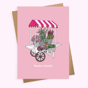 Carte de remerciements - Carte de voeux florale rose pour elle - Carte de remerciement Punny - Remerciement pour les amoureux des plantes - Juste parce que - Carte de voeux écologique