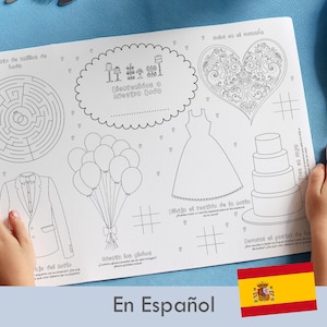 Mantel Infantil Boda en Español – Actividades para Colorear / Juegos de Mesa Niños / Imprimible / Descarga Instantánea
