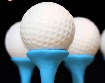 Golf Ball with Tee Themed Cake Pops