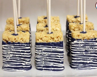 White & Blue Theme Covered Rice Crispy Treats