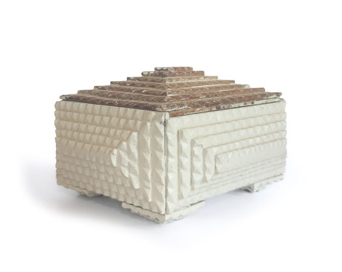 Vintage Tramp Art Box with Painted Body