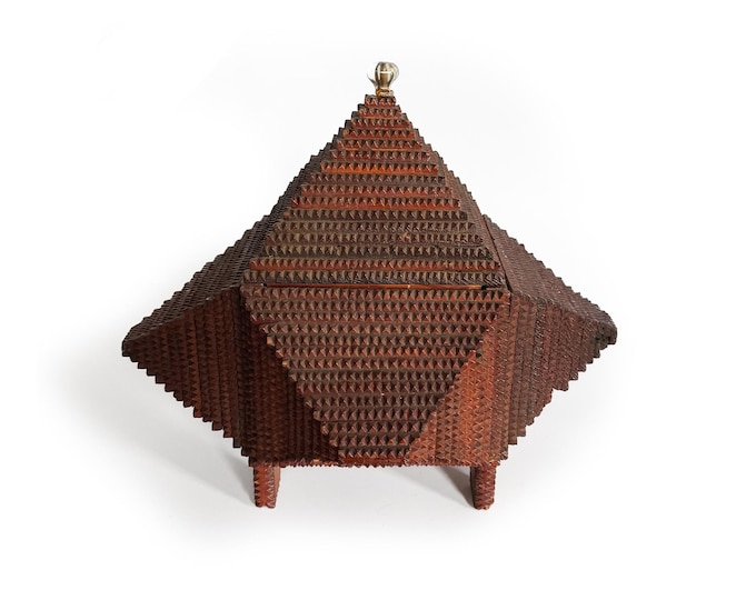 Early 20th Century 14 Layer Pyramid Tramp Art Box