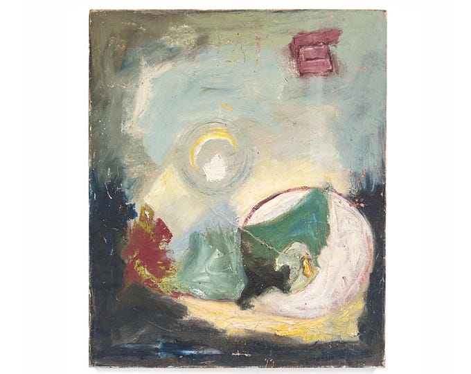 Abstract Surrealist Space Painting “Transition Space Series” – Frank F. Cristina, 1980